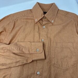 Ermenegildo Zegna Long Sleeve Button Up‎ Casual Dress Shirt 100% Cotton XL Peach